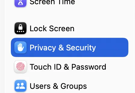 Step 2: Go to Privacy & Security