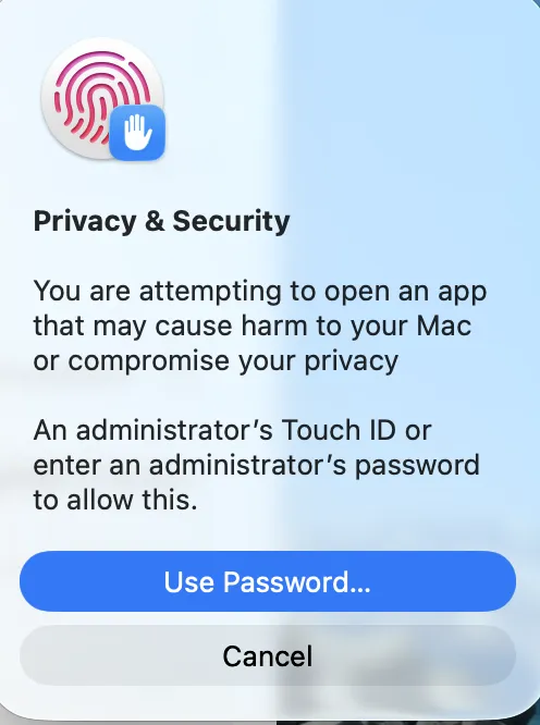 Step 4: Enter Password / Touch ID